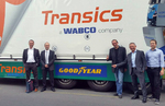 Massimo Di Giacomo Russo (Goodyear, Director Products & Innovation, Commercial, PBU, EMEA), Eric Muller (Goodyear, Manager Customer Engineering Solutions, Commercial TMassimo Di Giacomo Russo, Eric Muller, Andreas Manke, Andreas Schmitt und Volker Aßmann